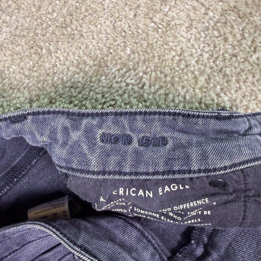 American Eagle Mom Jeans Women's Size 000 Regular Black Denim Stretch F203 - Picture 5 of 16